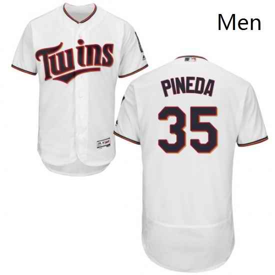 Mens Majestic Minnesota Twins 35 Michael Pineda White Home Flex Base Authentic Collection MLB Jersey